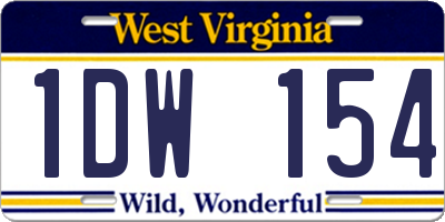 WV license plate 1DW154