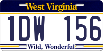 WV license plate 1DW156