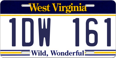 WV license plate 1DW161