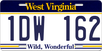 WV license plate 1DW162