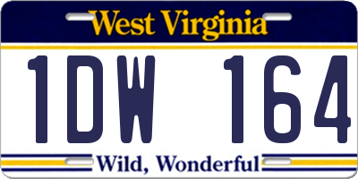 WV license plate 1DW164