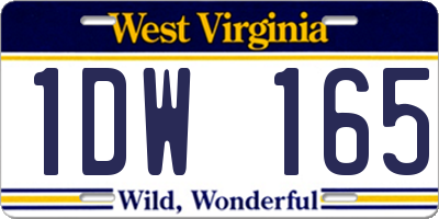 WV license plate 1DW165