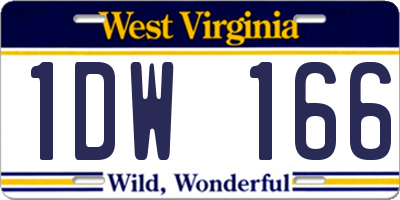 WV license plate 1DW166