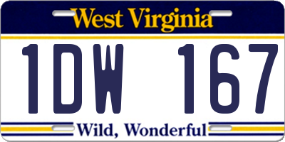 WV license plate 1DW167