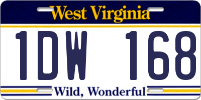 WV license plate 1DW168