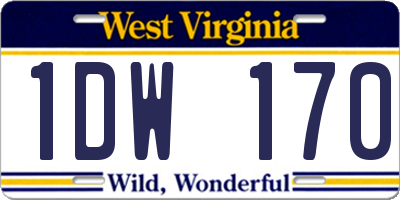 WV license plate 1DW170