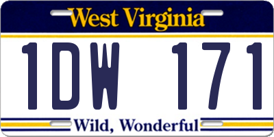 WV license plate 1DW171