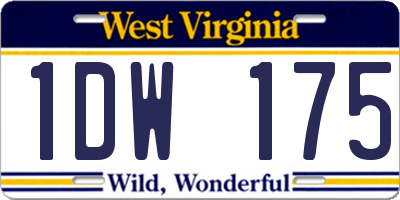 WV license plate 1DW175