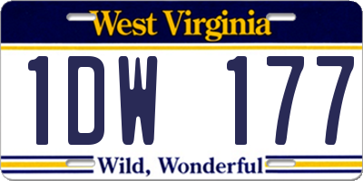 WV license plate 1DW177