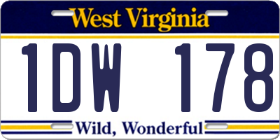 WV license plate 1DW178