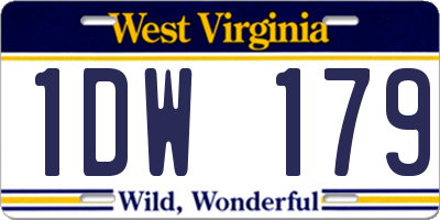 WV license plate 1DW179