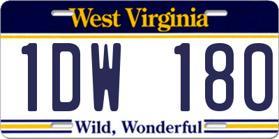 WV license plate 1DW180