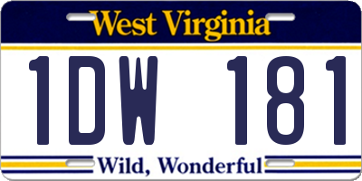 WV license plate 1DW181