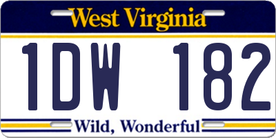 WV license plate 1DW182