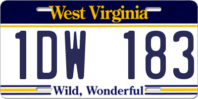 WV license plate 1DW183