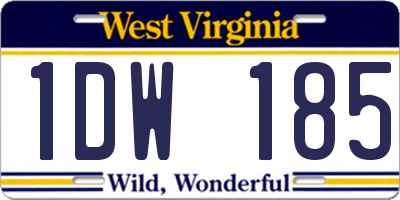 WV license plate 1DW185