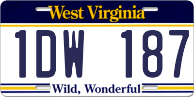 WV license plate 1DW187