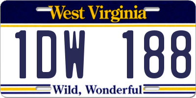 WV license plate 1DW188