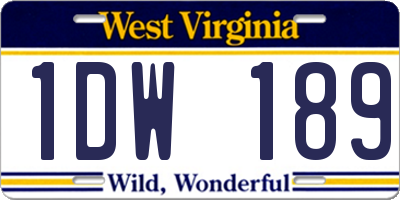 WV license plate 1DW189