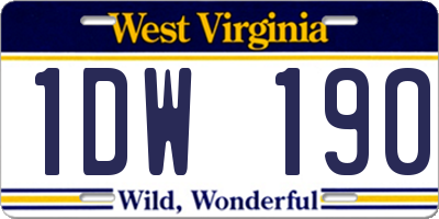 WV license plate 1DW190