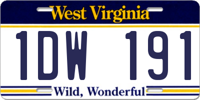 WV license plate 1DW191