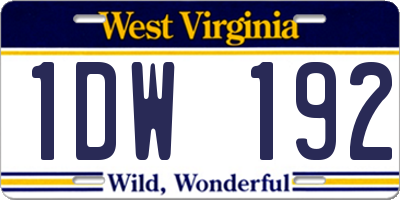 WV license plate 1DW192