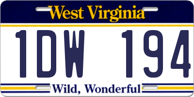 WV license plate 1DW194