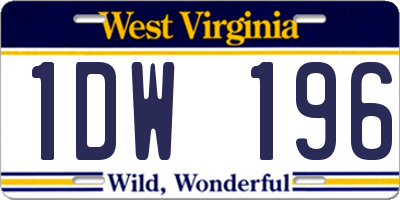 WV license plate 1DW196