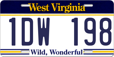 WV license plate 1DW198