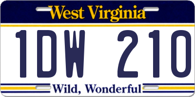 WV license plate 1DW210