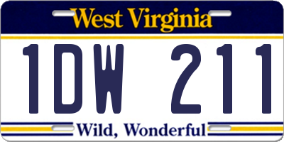 WV license plate 1DW211