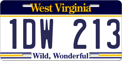 WV license plate 1DW213