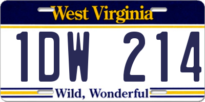 WV license plate 1DW214