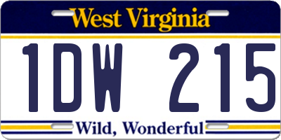 WV license plate 1DW215