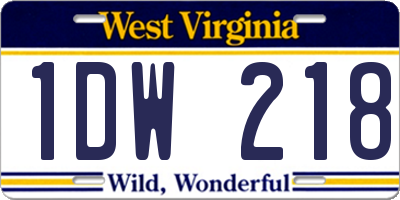 WV license plate 1DW218
