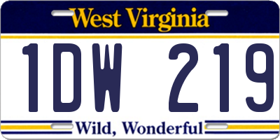 WV license plate 1DW219