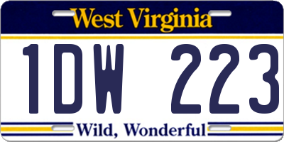 WV license plate 1DW223