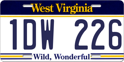 WV license plate 1DW226