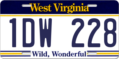 WV license plate 1DW228