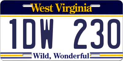 WV license plate 1DW230