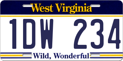 WV license plate 1DW234