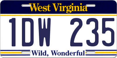 WV license plate 1DW235