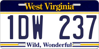 WV license plate 1DW237