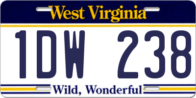WV license plate 1DW238