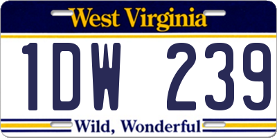 WV license plate 1DW239