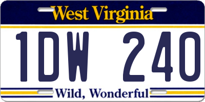 WV license plate 1DW240