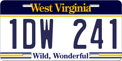 WV license plate 1DW241