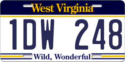 WV license plate 1DW248