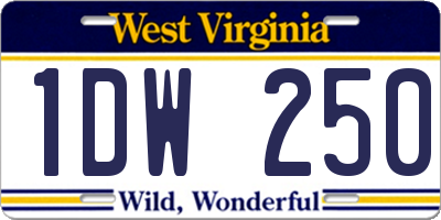 WV license plate 1DW250