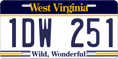 WV license plate 1DW251